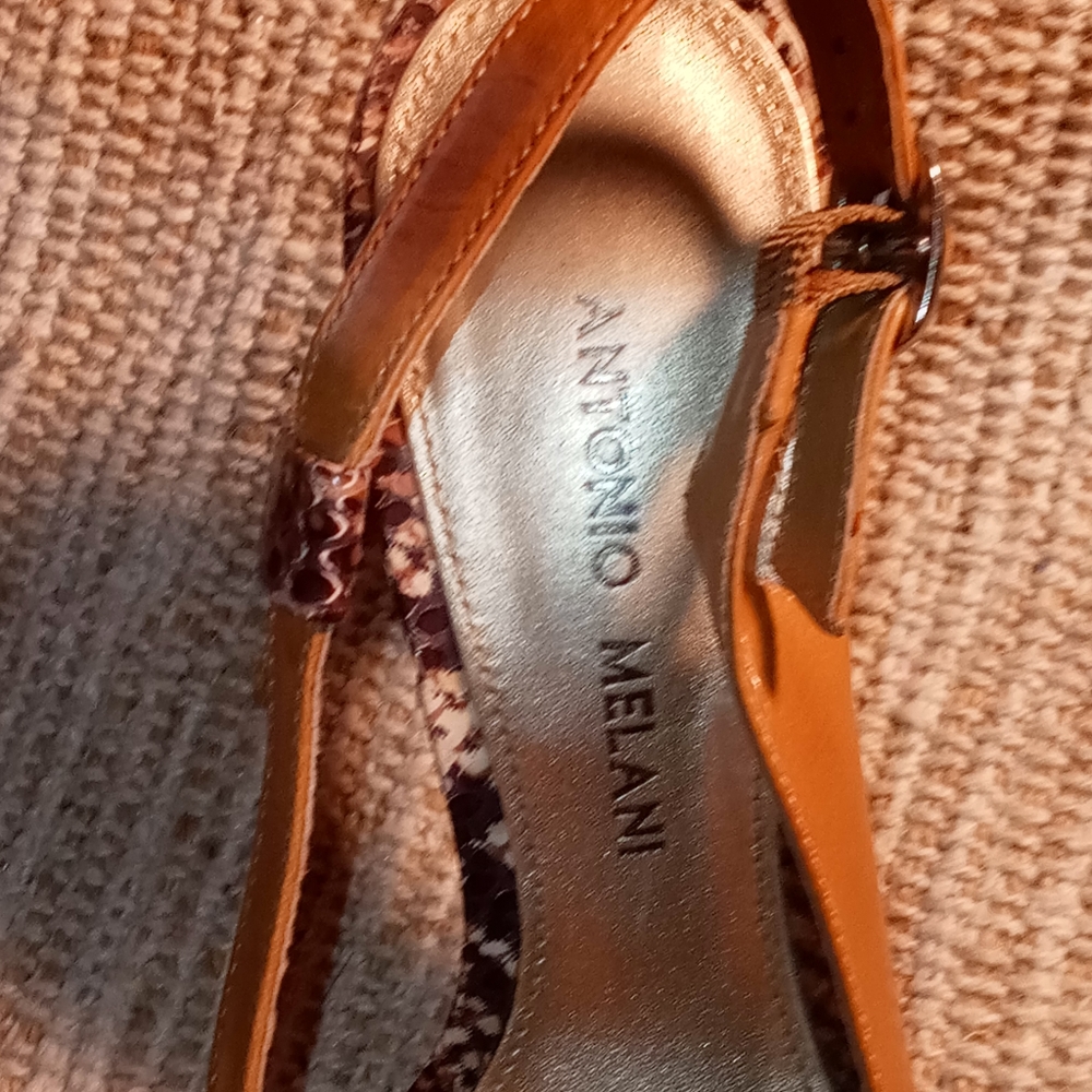 ANTONIO MELANI snake skin design strappy heels